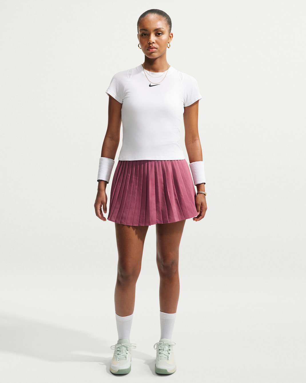 Nike Victory Falda de tenis Dri-FIT de cintura alta - Mujer - Pink Smoke/Blanco