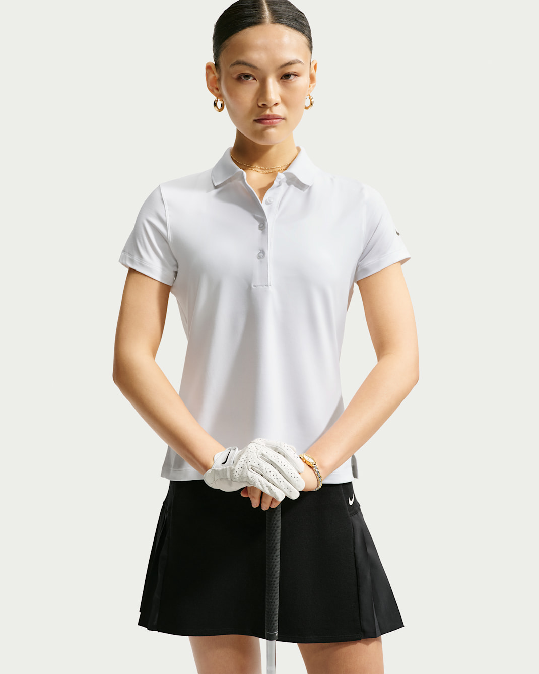Nike Golf Club Women's Dri-FIT UV Short-Sleeve Golf Polo - White/Black
