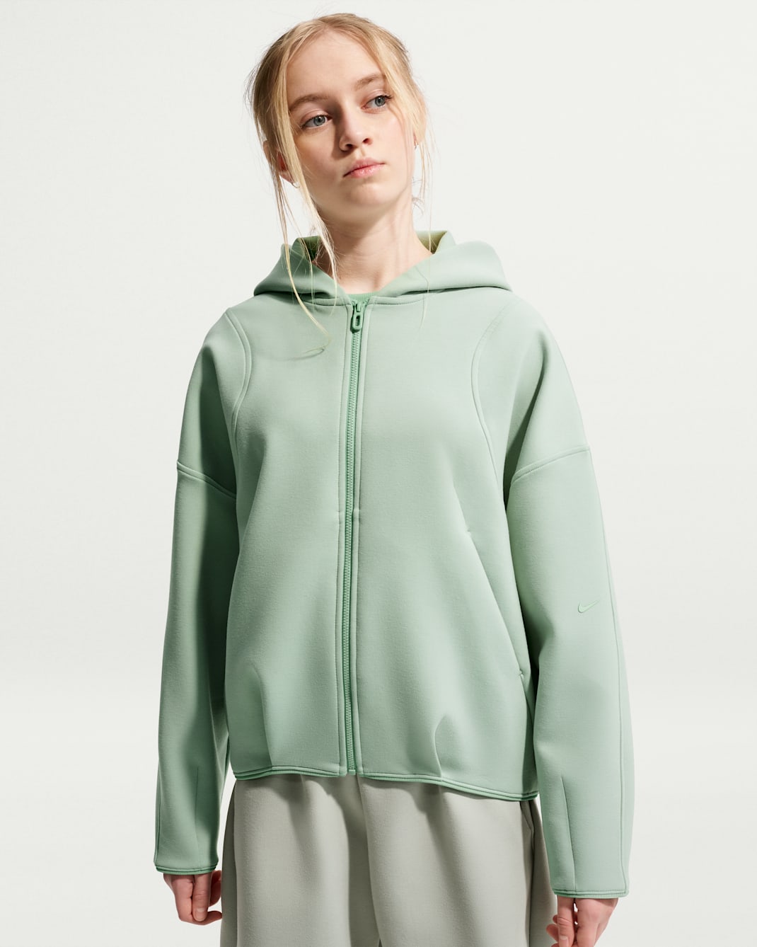 Nike MAVN Girls' Therma-FIT Knit Full-Zip Hoodie - Steam/Black/Steam