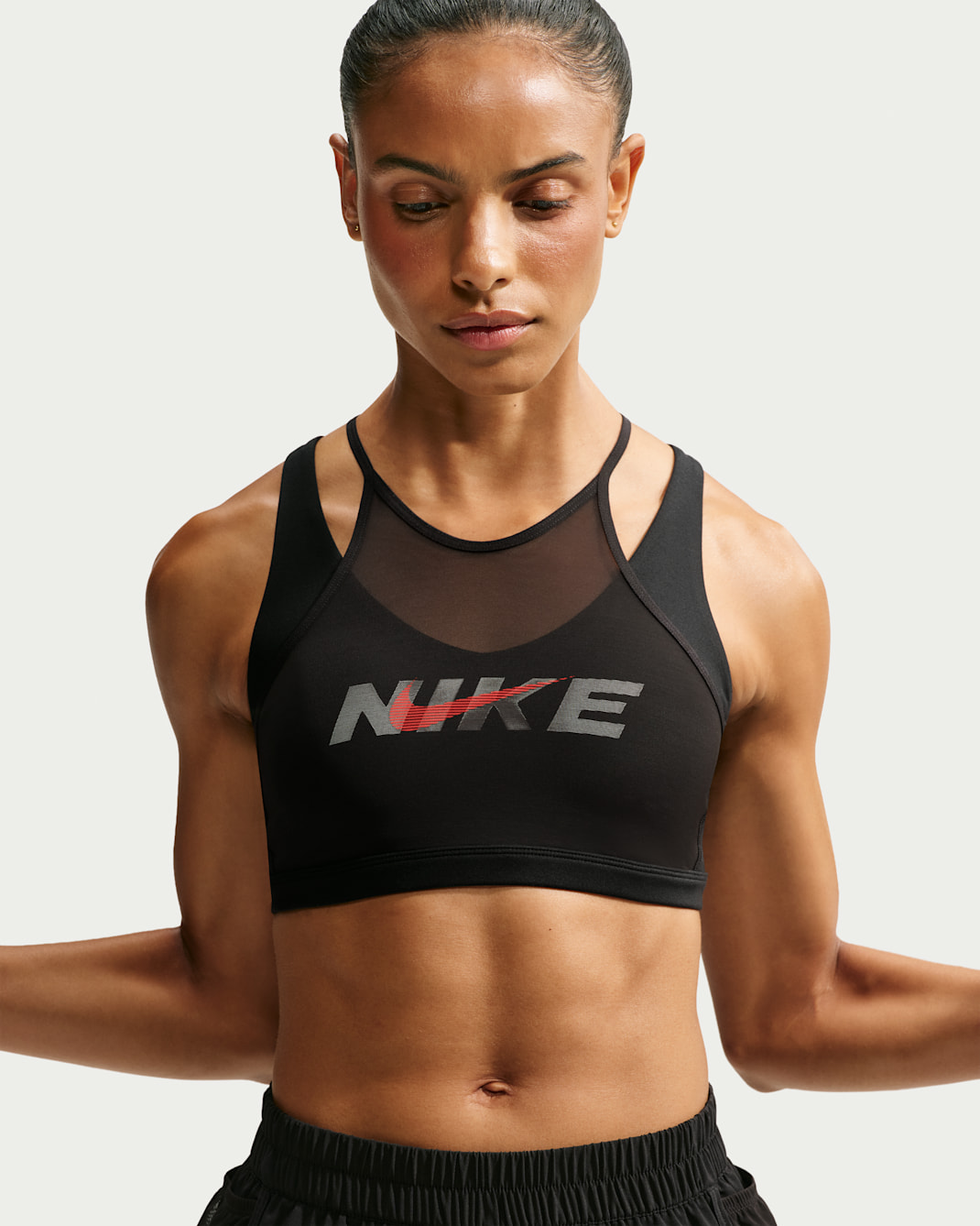Nike One Women's Light-Support Padded Sports Bra - Black/Smoke Grey/University Red