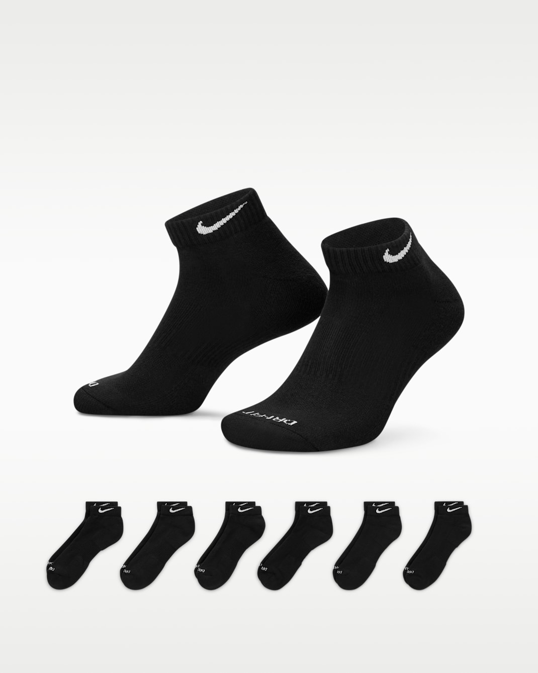 Calcetines de entrenamiento bajos (6 pares) Nike Everyday Plus Cushioned - Negro/Blanco