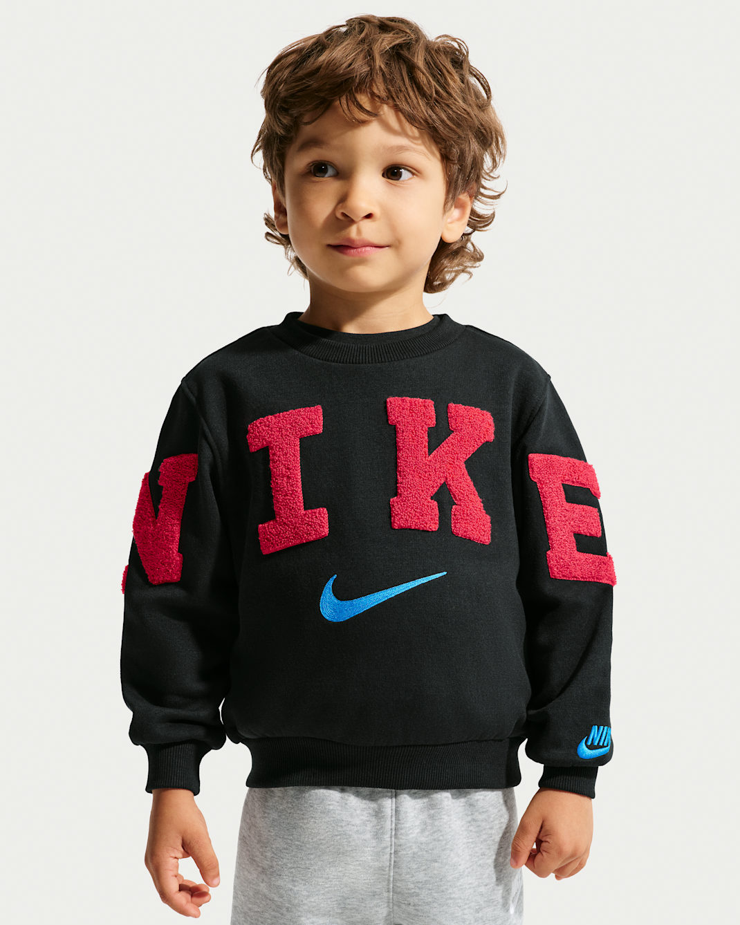 Nike Club Toddler Chenille Fleece Crew - Black/University Red