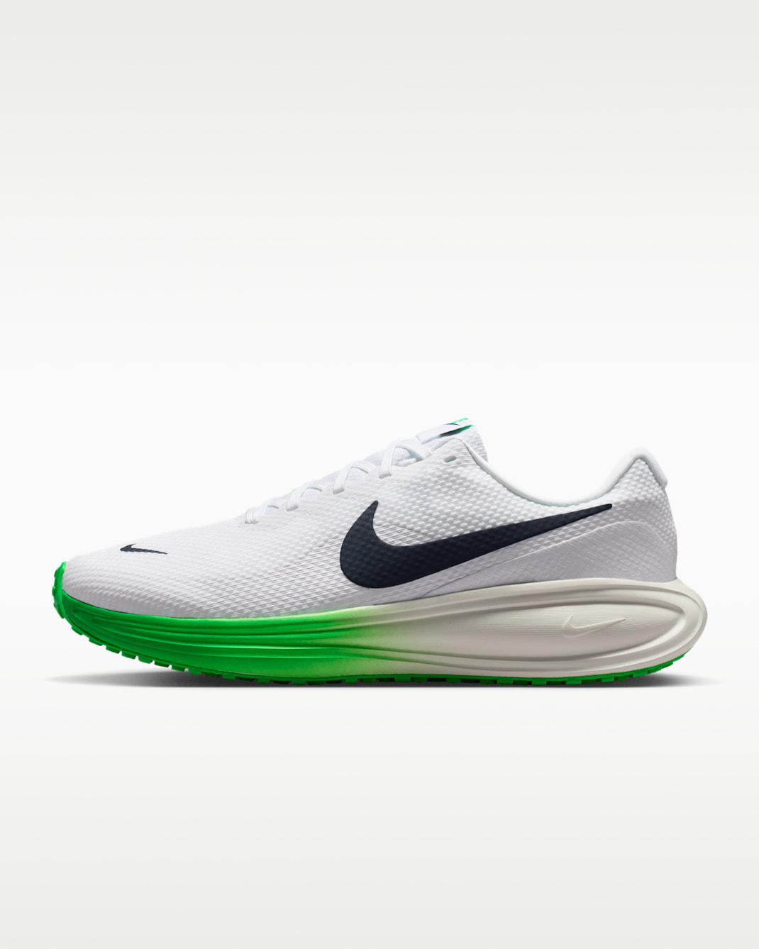 Nike Revolution 8 Men's Road Running Shoes (Wide) - White/Green Spark/Summit White/Midnight Navy