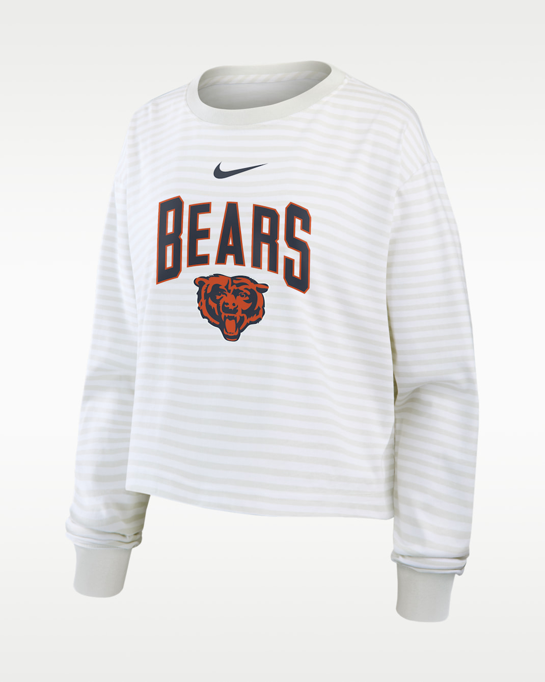Chicago Bears Primetime Women's Nike Cropped Long-Sleeve T-Shirt - White/Grey
