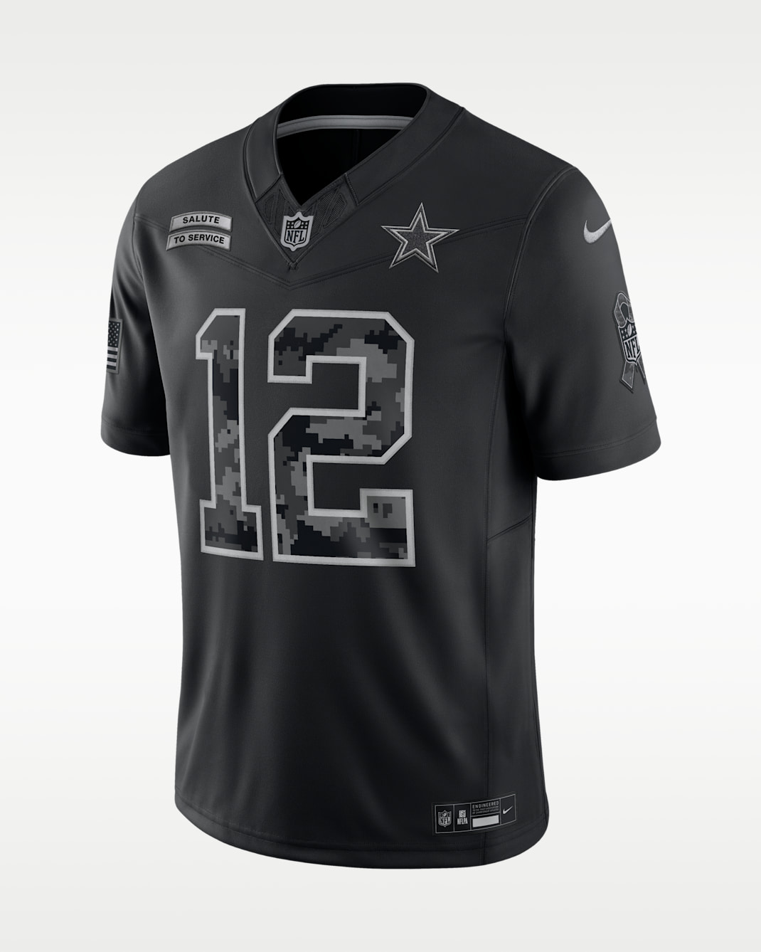 Roger Staubach Dallas Cowboys Salute to Service Retired Men's Nike Dri-FIT NFL Limited Jersey - Black