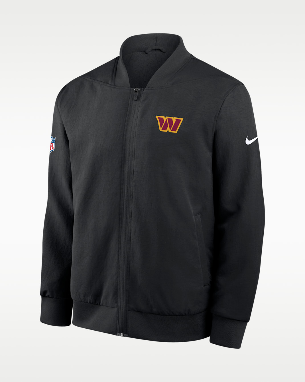 Chamarra bomber Nike de la NFL de cierre completo para hombre Washington Commanders Sideline - Negro