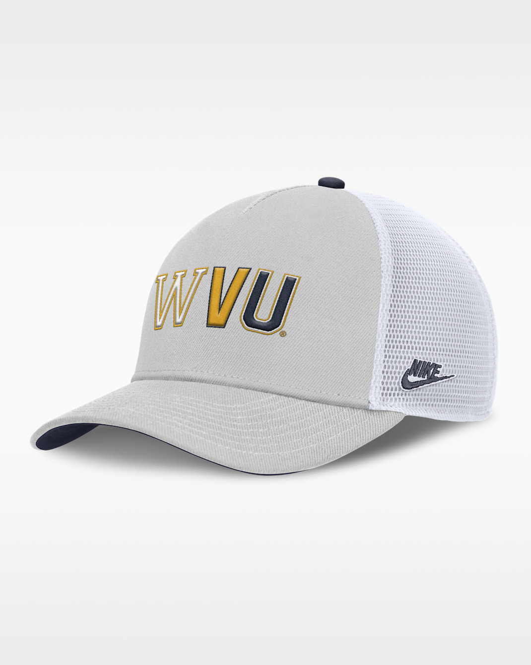 West Virginia Legacy Basketball Rise Men's Nike College Trucker Adjustable Hat - Grey
