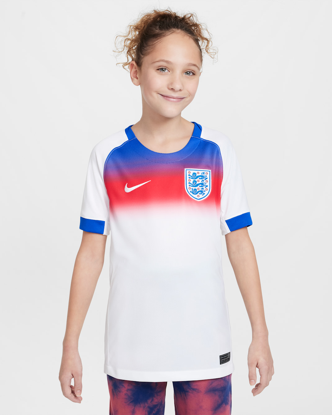 England 2025 Stadium Home (Women's Team) Big Kids' Nike Dri-FIT Soccer Replica Jersey - Hyper Royal/White/White