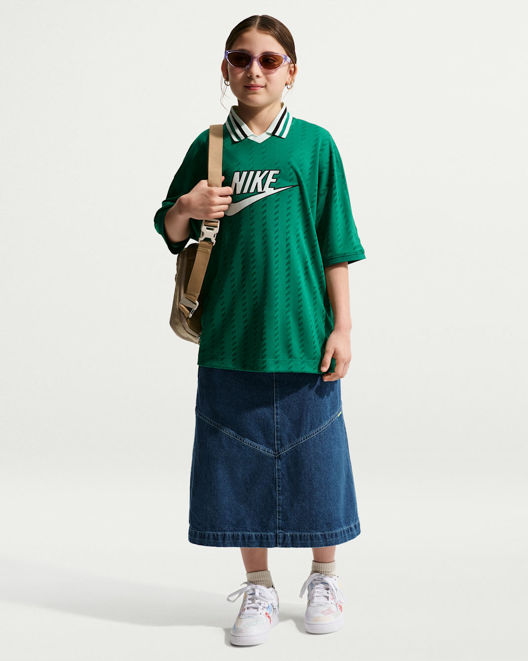 Nike Sportswear Older Kids' Denim Midi Skirt - Mystic Navy/Light Armoury Blue/Aegean Storm/Coastal Blue