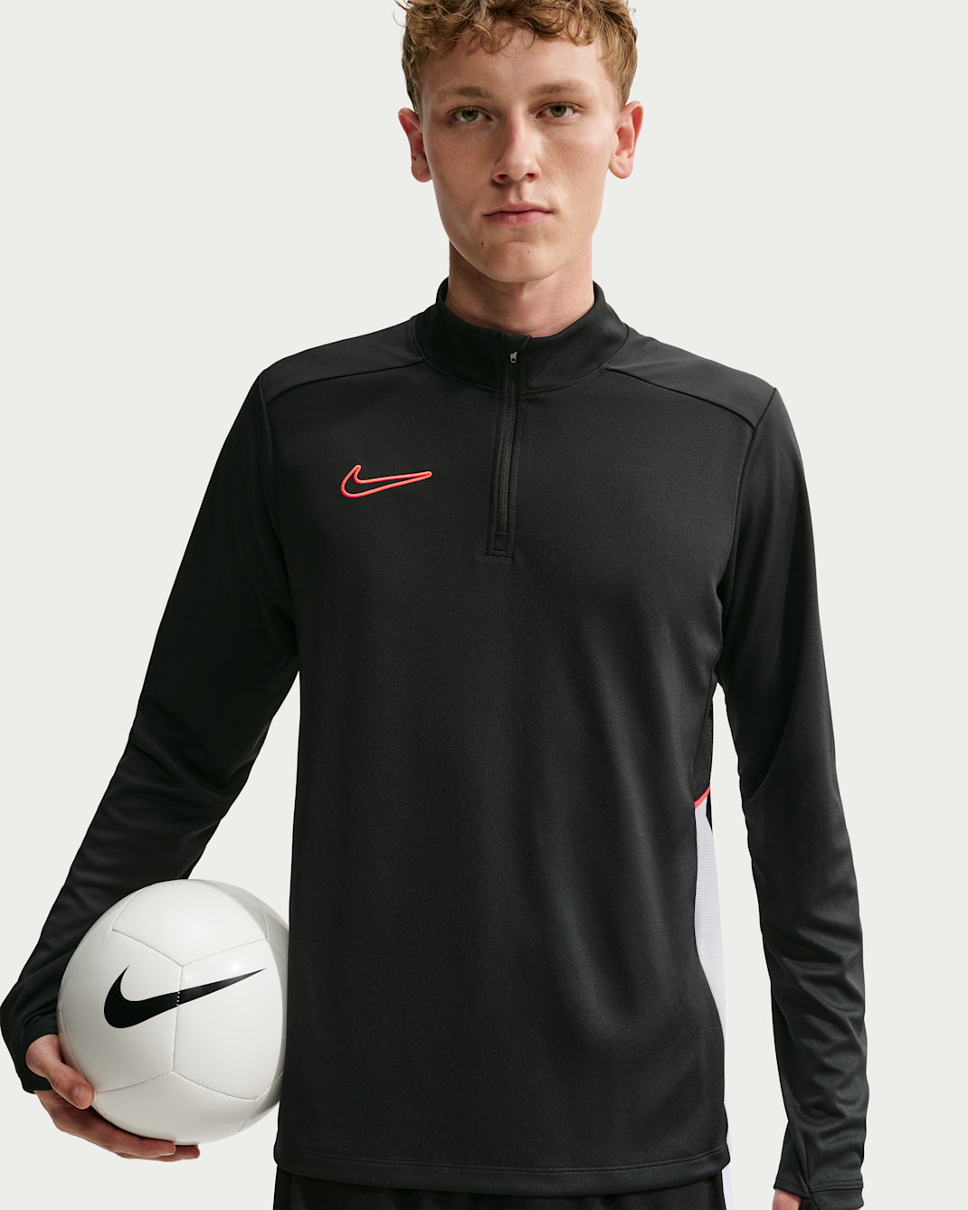 Nike Academy Men's Dri-FIT Football Drill Top - Black/White/Bright Crimson/Bright Crimson