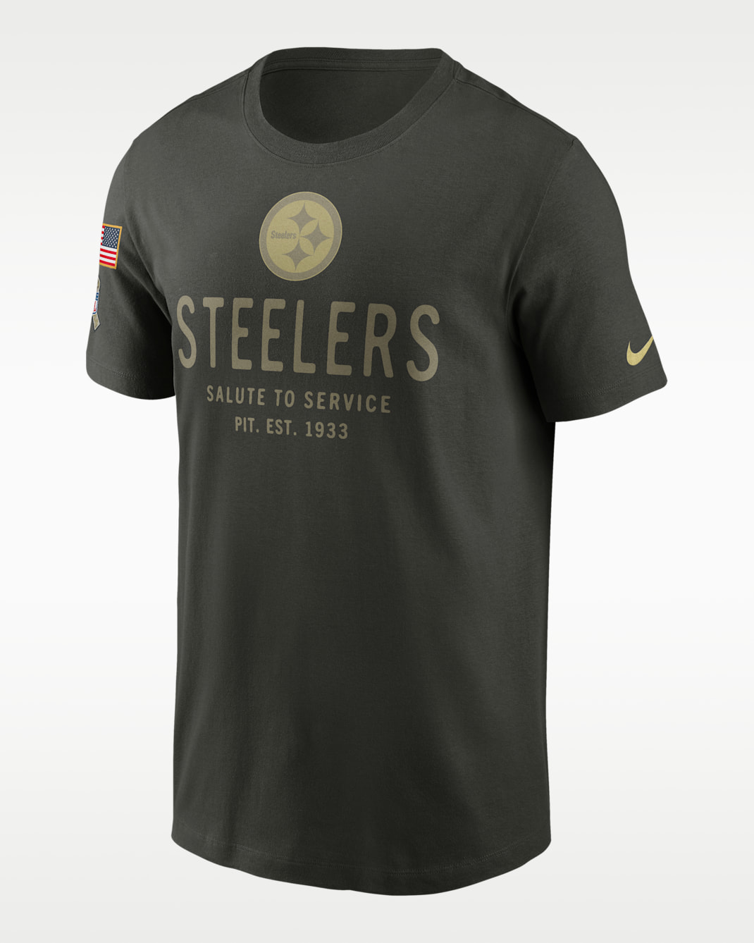 Playera Nike Dri-FIT de la NFL para hombre Pittsburgh Steelers Salute to Service Sideline Primary Edge - Verde bosque