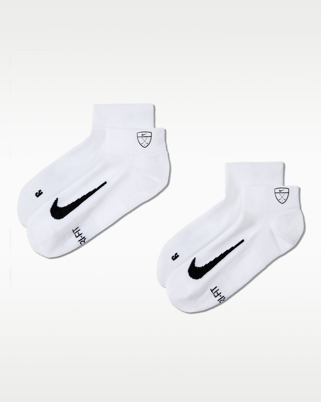Nike Multiplier Low Golf Quarter Socks (2 Pairs) - White/Black