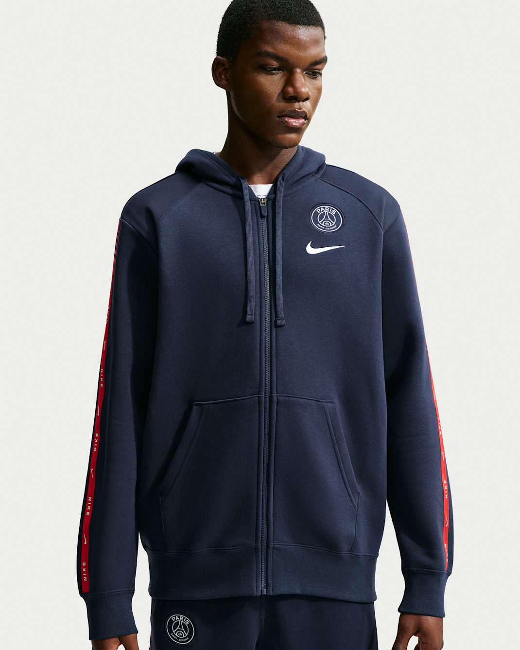 Paris Saint-Germain City Side Men's Nike Soccer Full-Zip Fleece Hoodie - College Navy/White