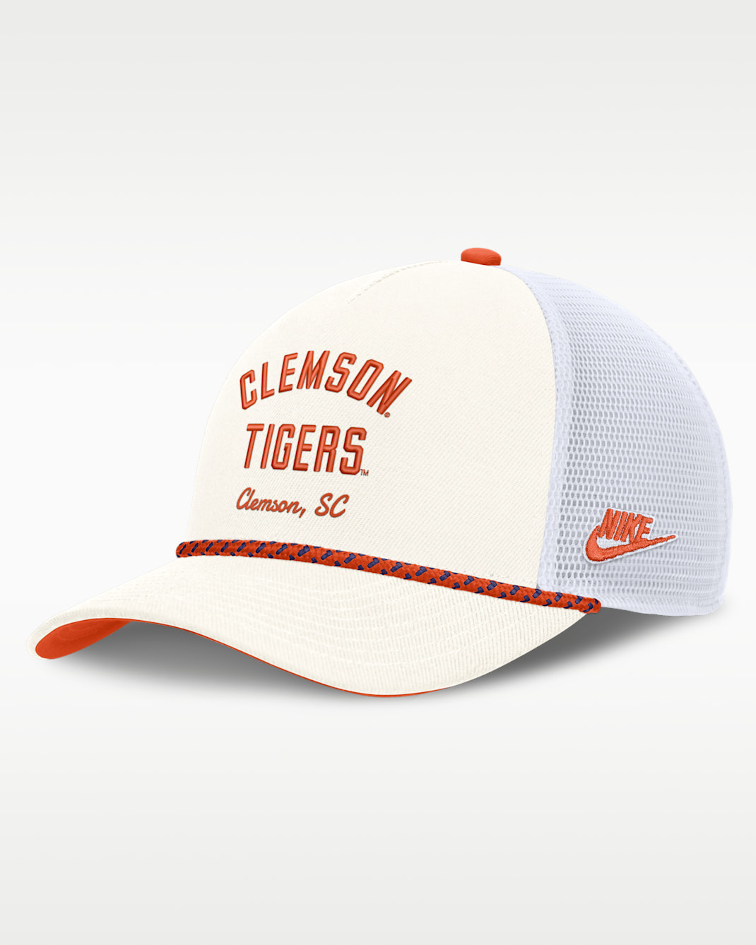 Clemson Denim Men's Nike College Trucker Adjustable Hat - White