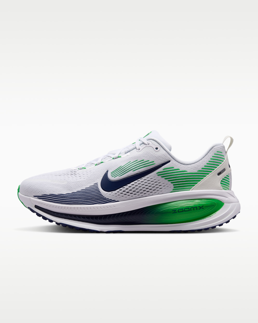 Nike Vomero 18 Men's Road Running Shoes (Wide) - White/Green Spark/Midnight Navy