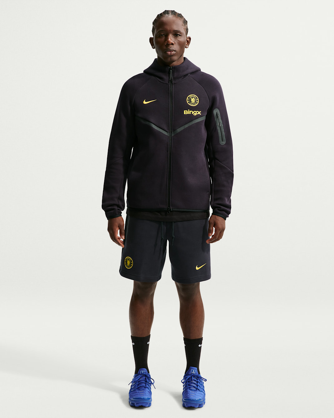 Fotbollsshorts Nike Chelsea F.C. Tech Fleece för män - Pitch Blue/Midwest Gold