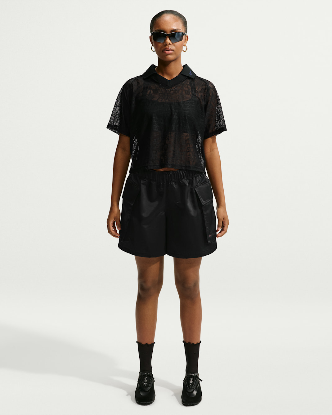 Shorts cargo de satén de tiro medio holgados para mujer Nike Sportswear - Negro/Negro