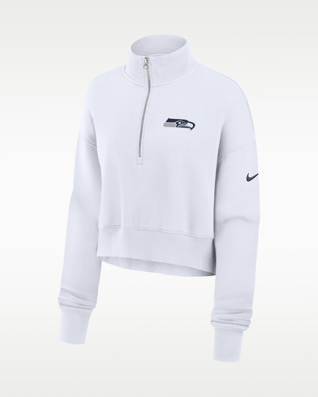 Seattle Seahawks Primetime Phoenix Women's Nike NFL Oversized Cropped 1/4-Zip Crew - White