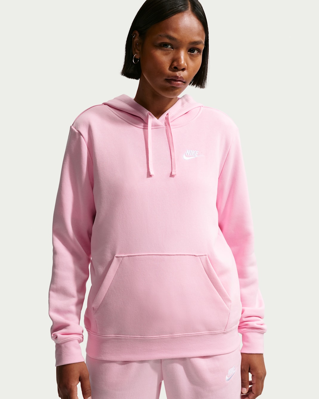 Sudadera con gorro sin cierre para mujer Nike Sportswear Club Fleece - Espuma rosa/Blanco
