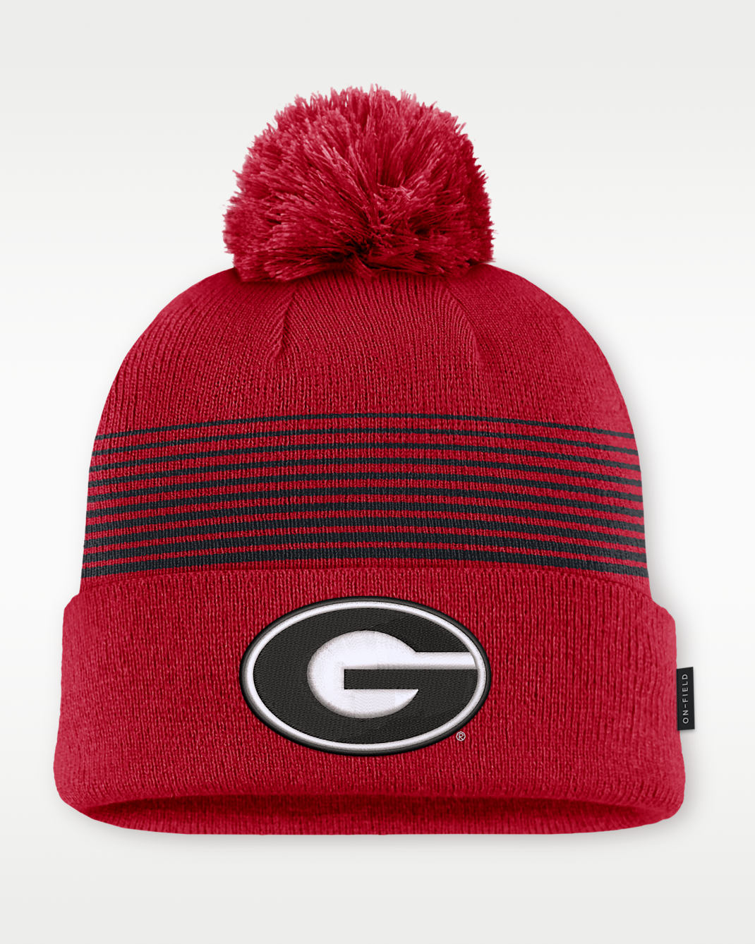 Georgia Sideline Peak Men's Nike College Cuffed Pom Beanie - University Red/Black