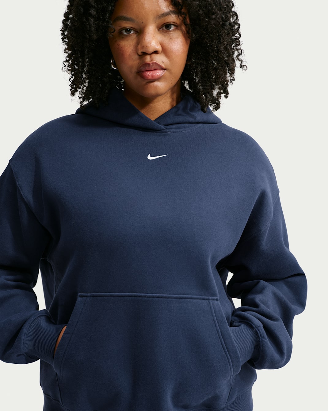 Nike Studio Fleece Medium Weight Women's Oversized Pullover Hoodie - Midnight Navy/Sail