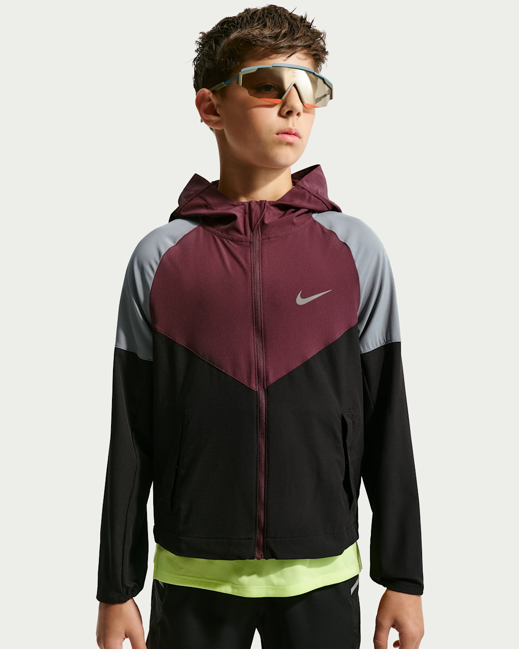 Casaco de running Repel Nike Miler Júnior - Castanho-avermelhado Night/Preto/Cinzento Cool