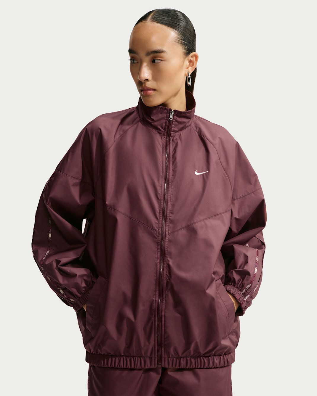 Nike Sportswear Women's Oversized Reversible Plaid Jacket - Mystic Dates/White
