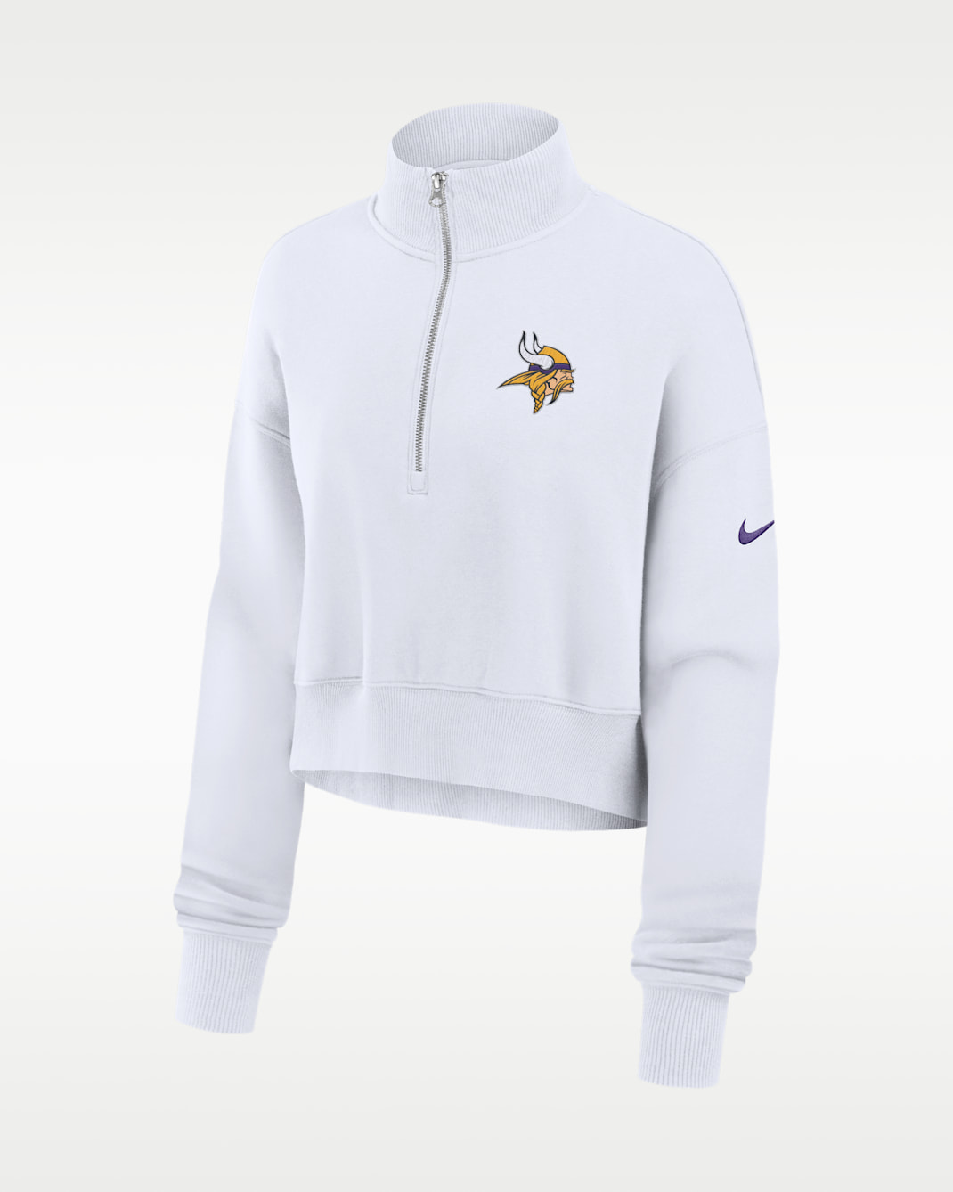 Minnesota Vikings Primetime Phoenix Women's Nike NFL Oversized Cropped 1/4-Zip Crew - White