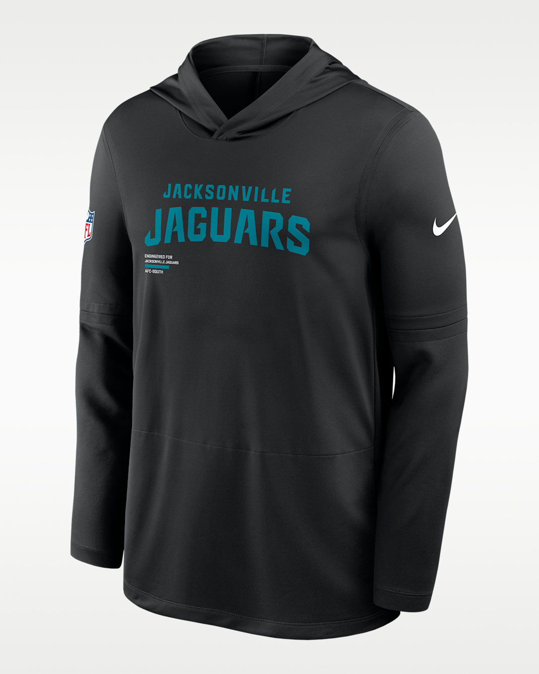 Jacksonville Jaguars Pure Fury Sideline Men's Nike Dri-FIT NFL Long-Sleeve Hooded Top - Black
