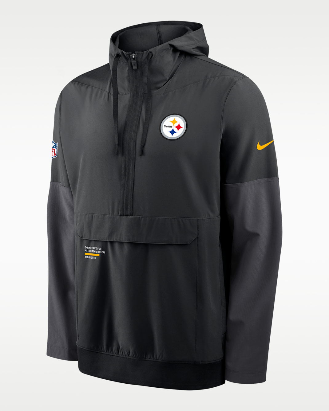 Chamarra Nike de la NFL de medio cierre con gorro para hombre Pittsburgh Steelers Well Rounded Anorak - Negro