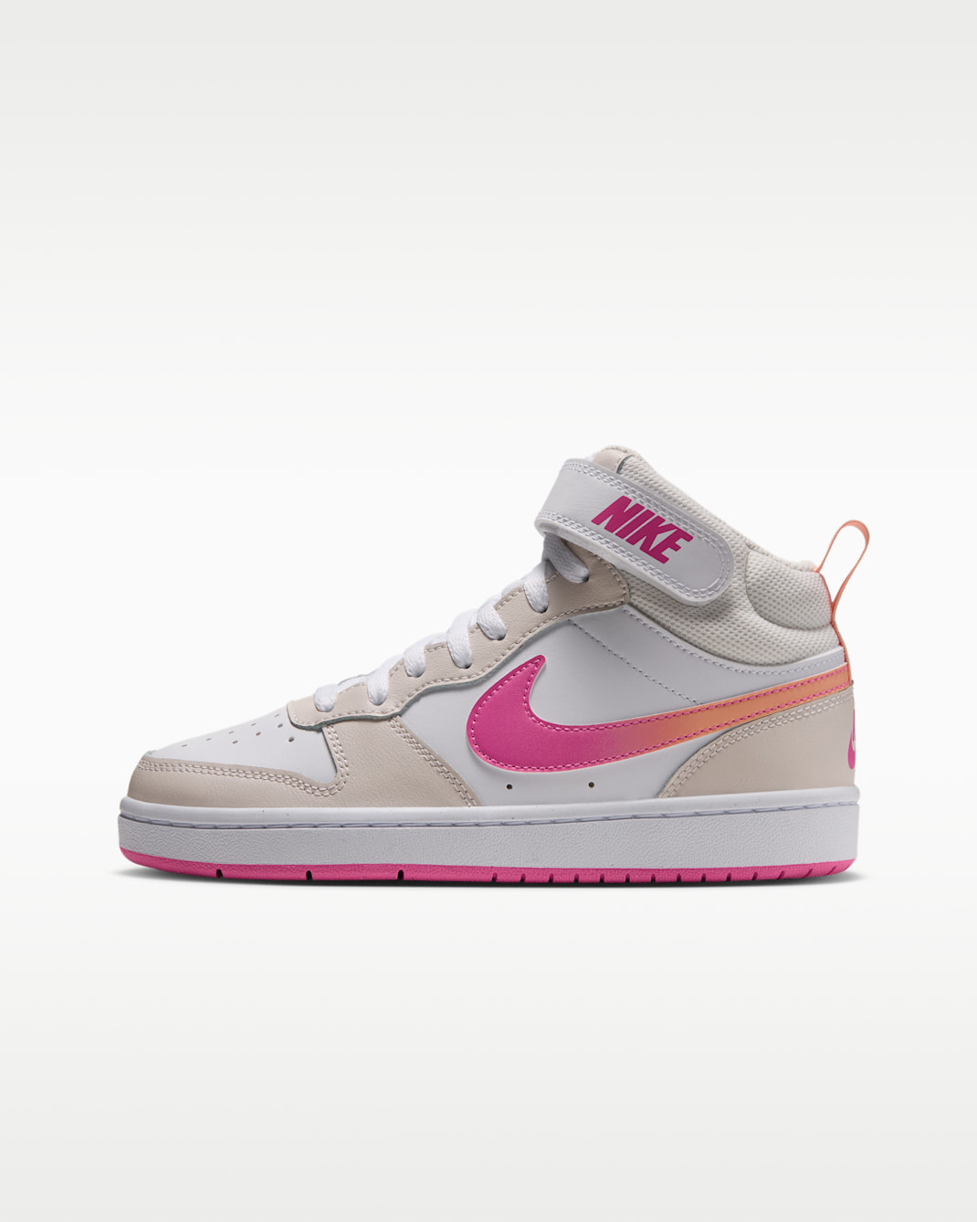 Nike Court Borough Mid 2 Big Kids' Shoes - Phantom/Sunset Haze/Pinksicle