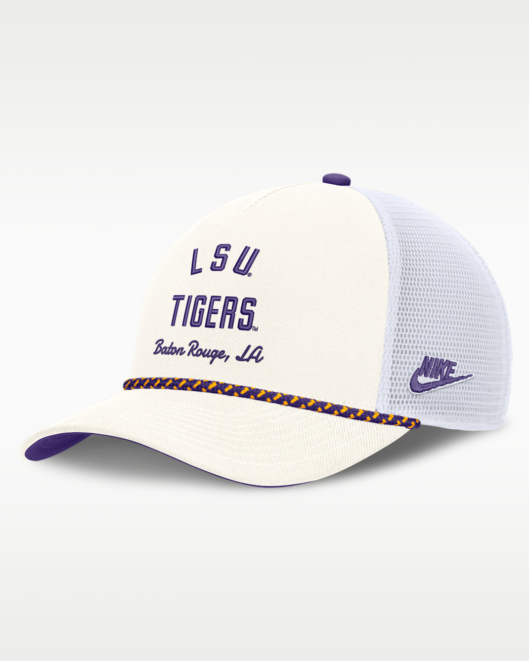 LSU Denim Men's Nike College Trucker Adjustable Hat - White