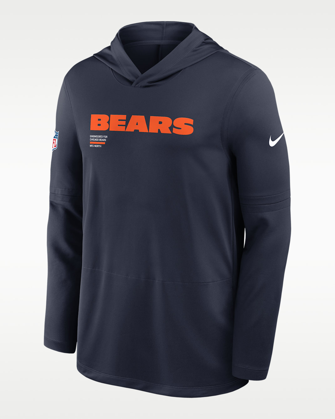Chicago Bears Pure Fury Sideline Men's Nike Dri-FIT NFL Long-Sleeve Hooded Top - Navy