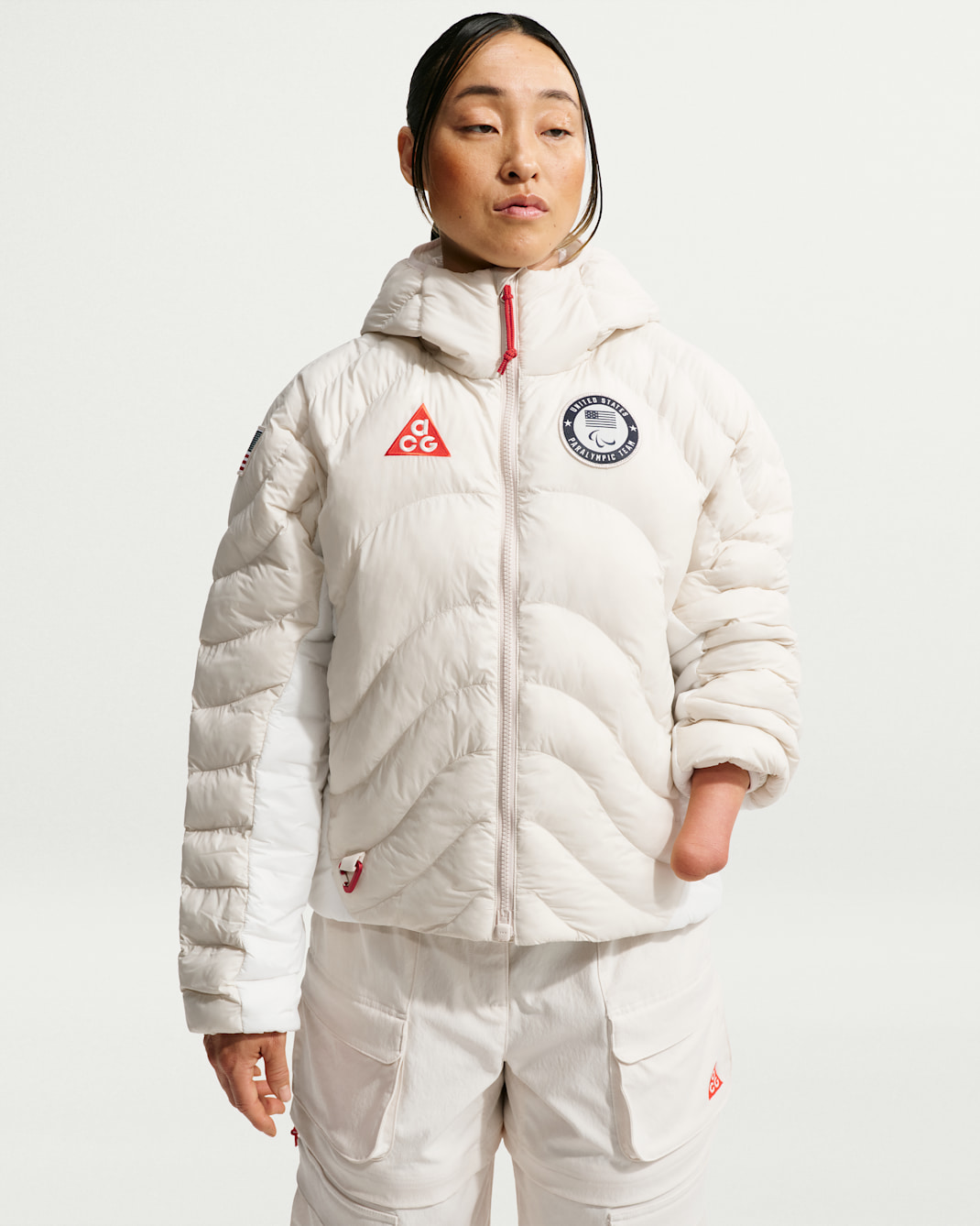 Nike ACG x Team USA Women's Therma-FIT ADV Jacket - Light Orewood Brown/Summit White/Obsidian/Chile Red