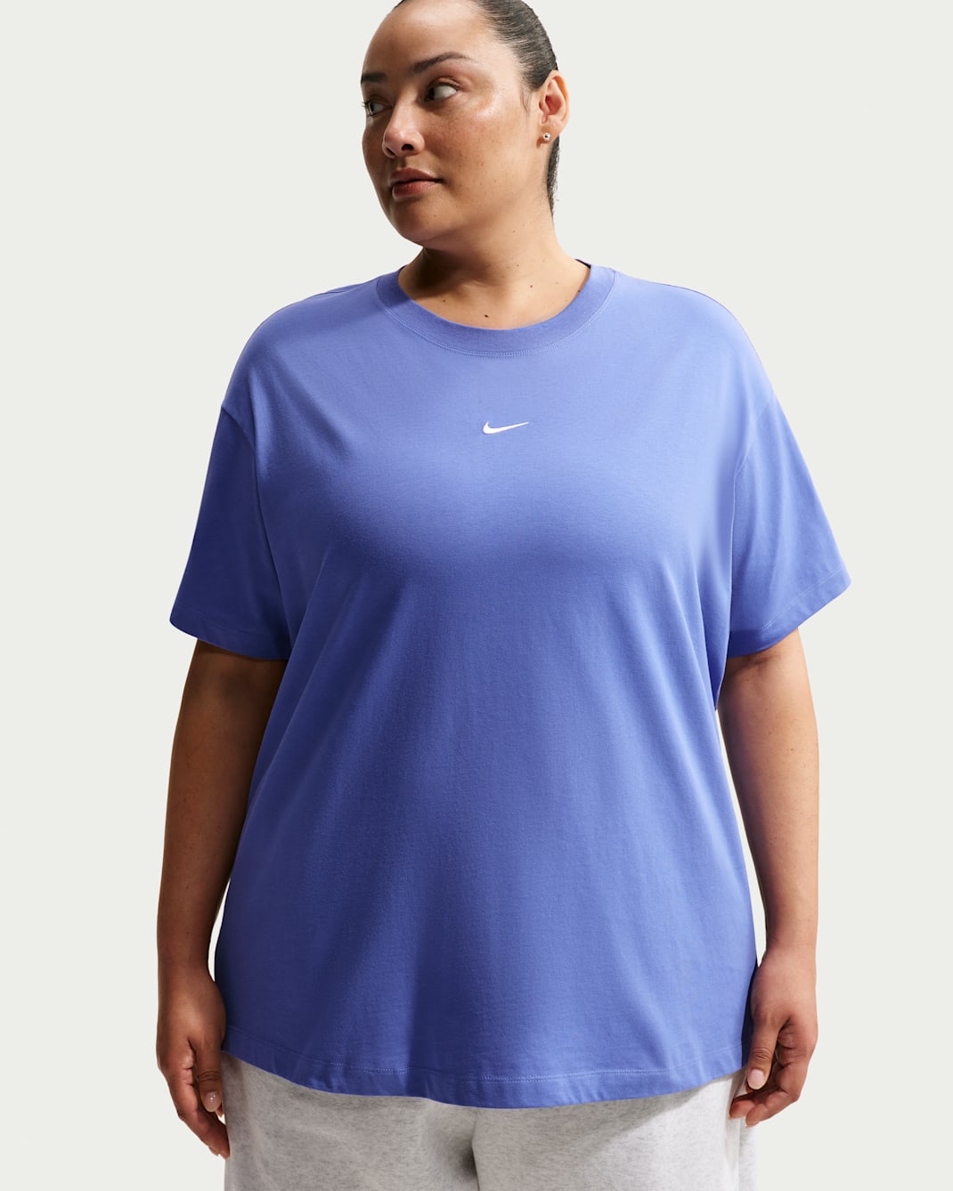 Nike Sportswear Women's Oversized Short-Sleeve T-Shirt (Plus Size) - Light Medium Blue/White