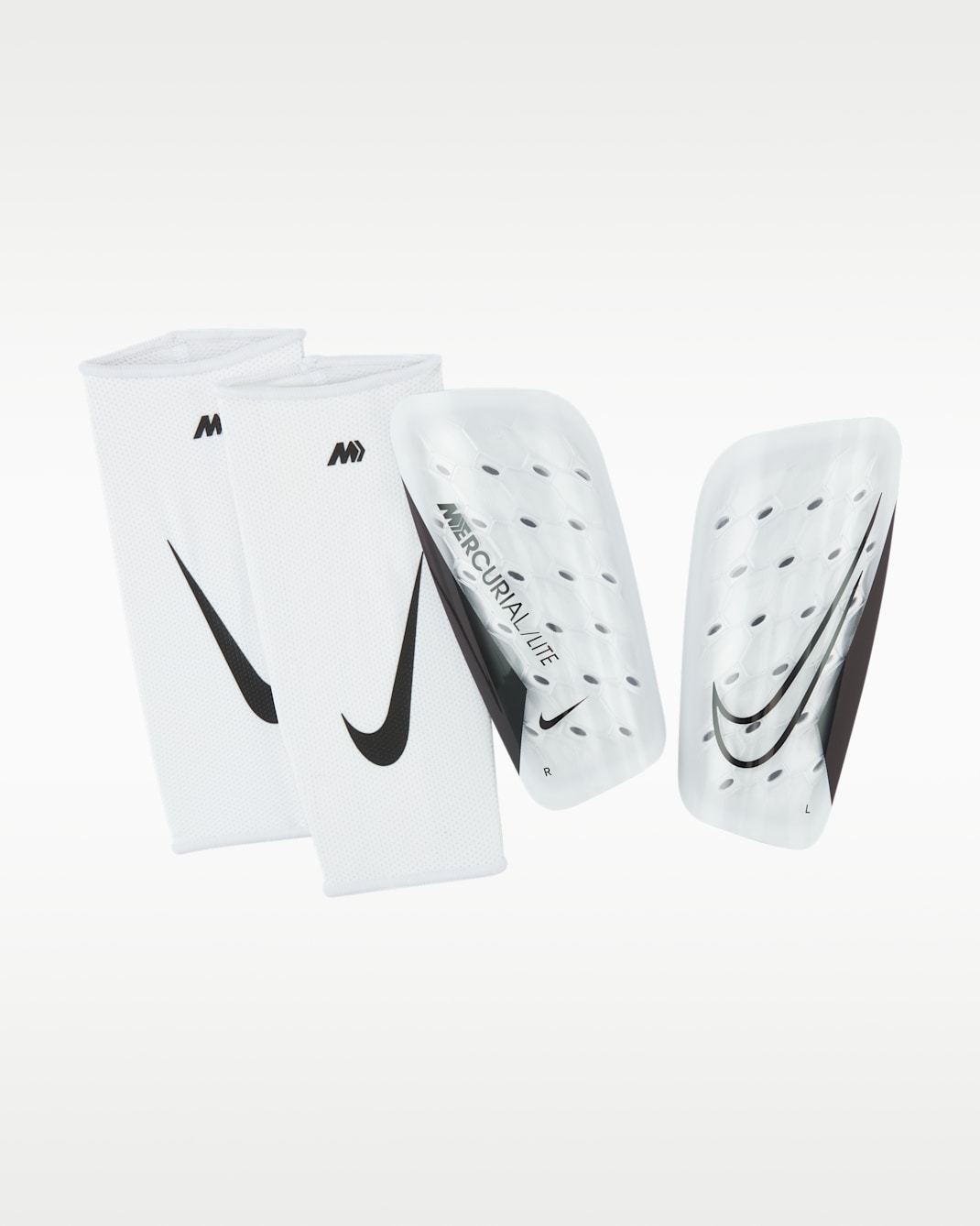 Nike Mercurial Lite Soccer Shin Guards - White/White/Black