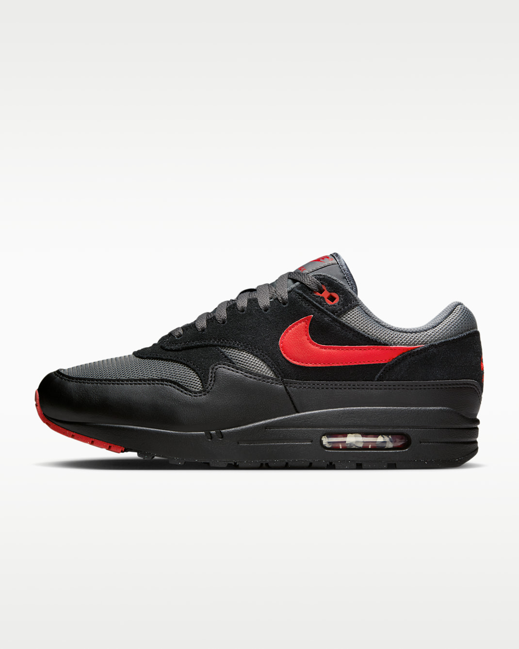 Nike Air Max 1 Essential Men's Shoes - Black/Iron Grey/University Red