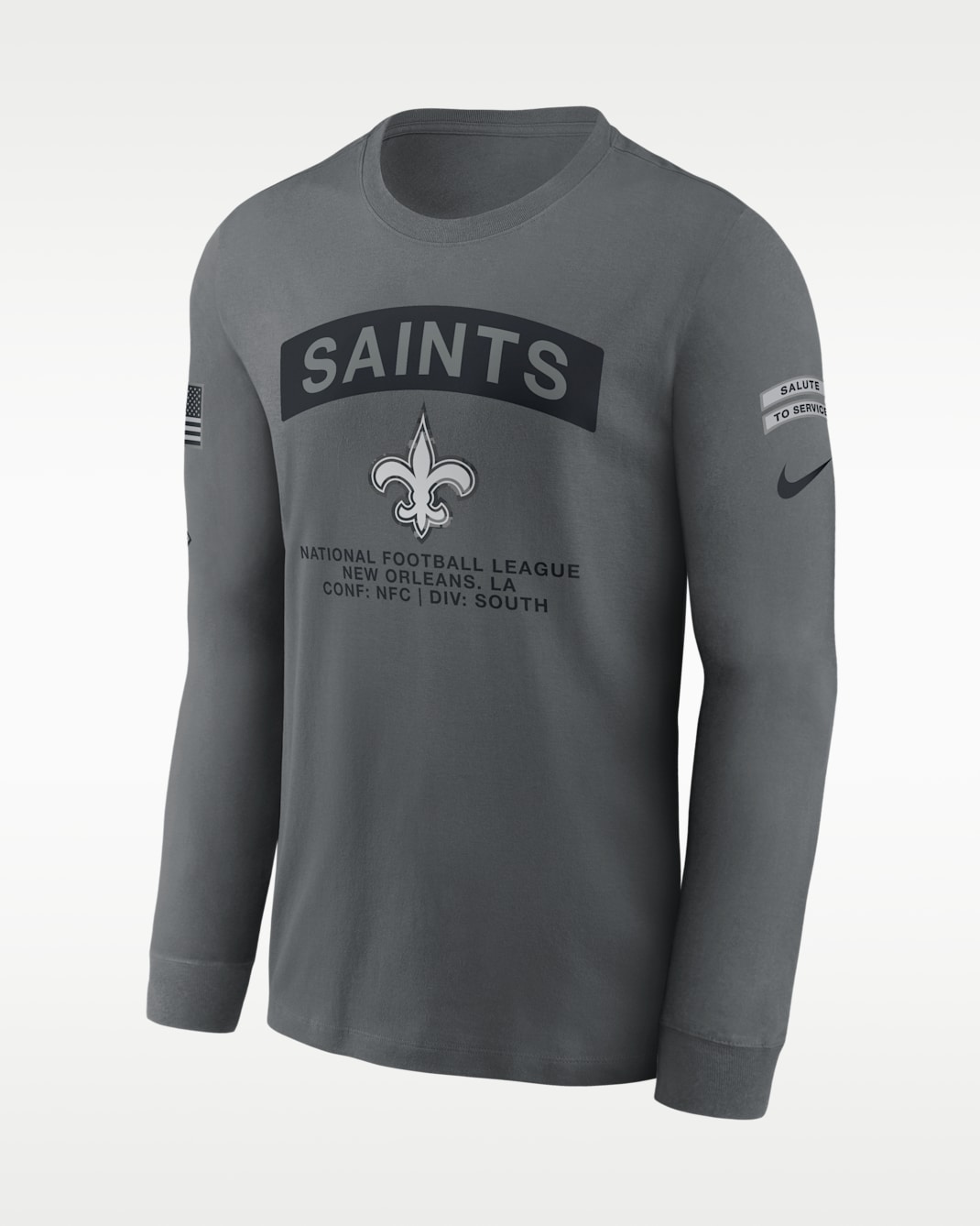 Playera de manga larga Nike de la NFL para hombre New Orleans Saints Salute to Service - Gris
