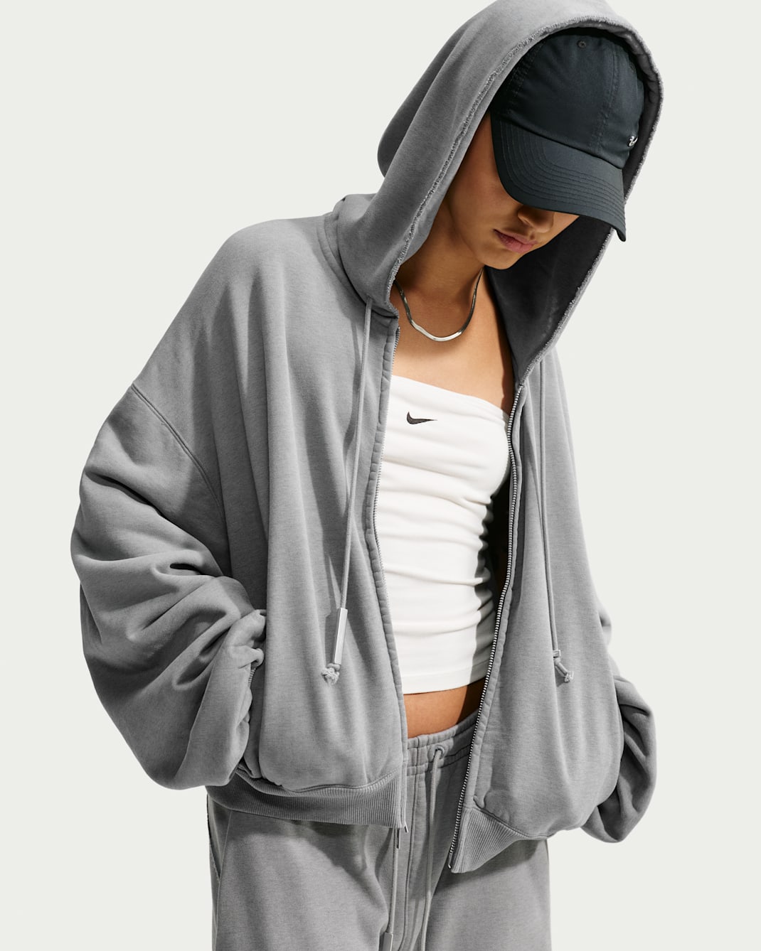 Nike Energy Women's Studio Fleece Hoodie - Cool Grey Heather