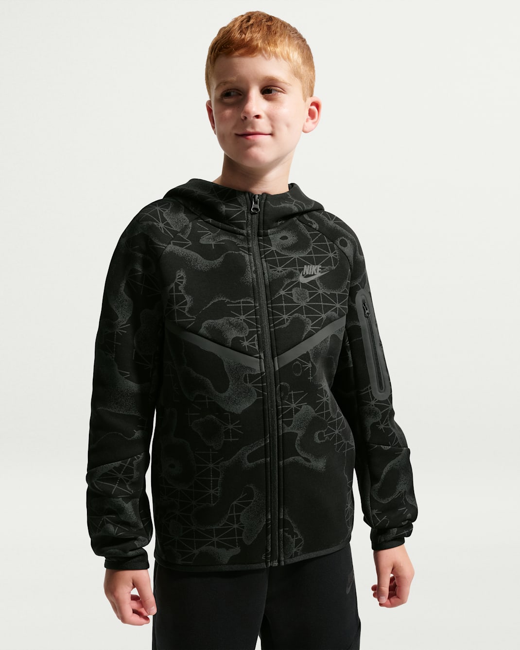 Sweat à capuche et zip Nike Tech Fleece pour pré-ado (garçon) - Noir/Noir
