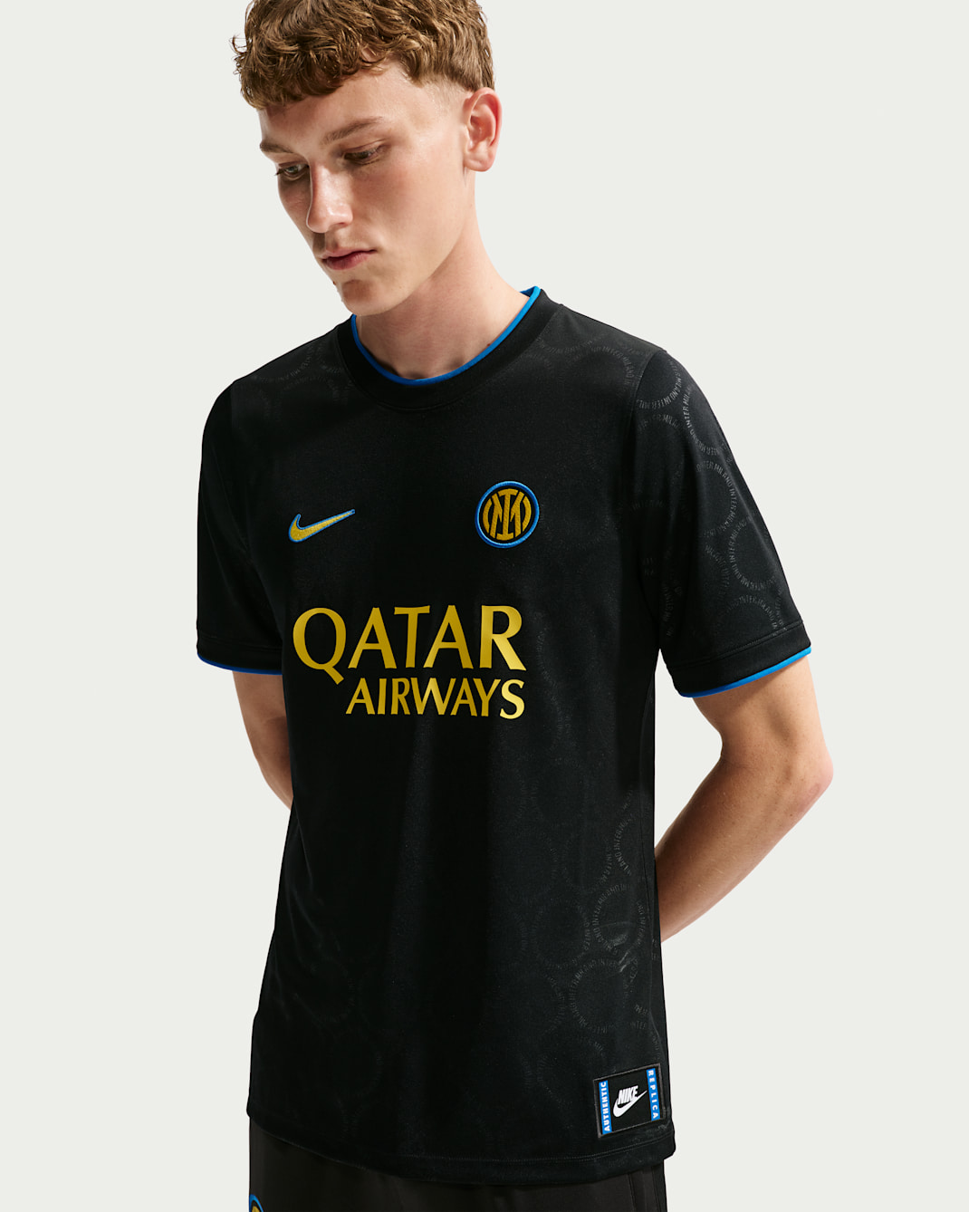 Haut de foot d'avant-match Nike Dri-FIT Inter Milan Third pour homme - Noir/Blue Spark/Tour Yellow