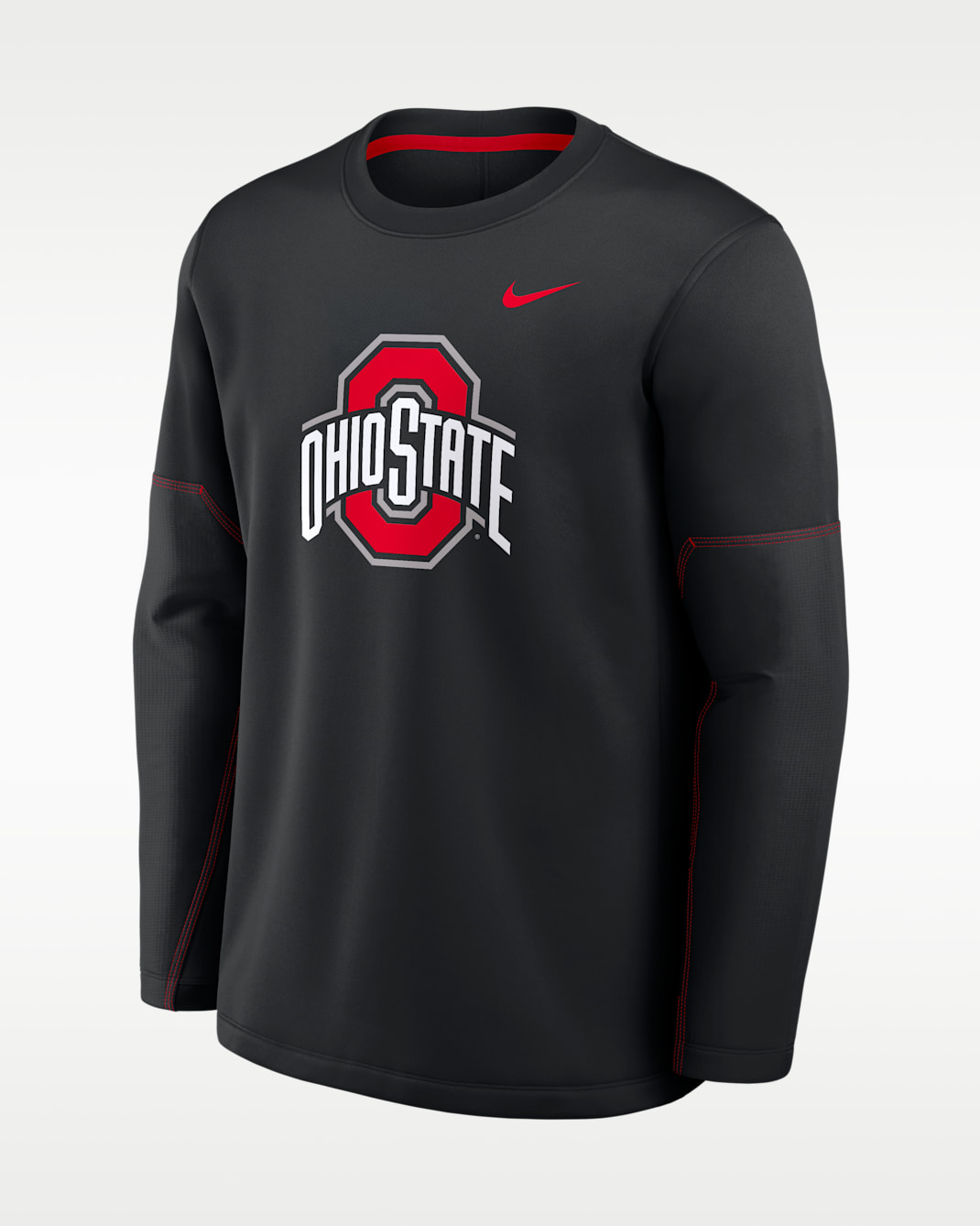 Ohio State Sideline Coaches Men's Nike Therma-FIT College Long-Sleeve T-Shirt - Black/University Red