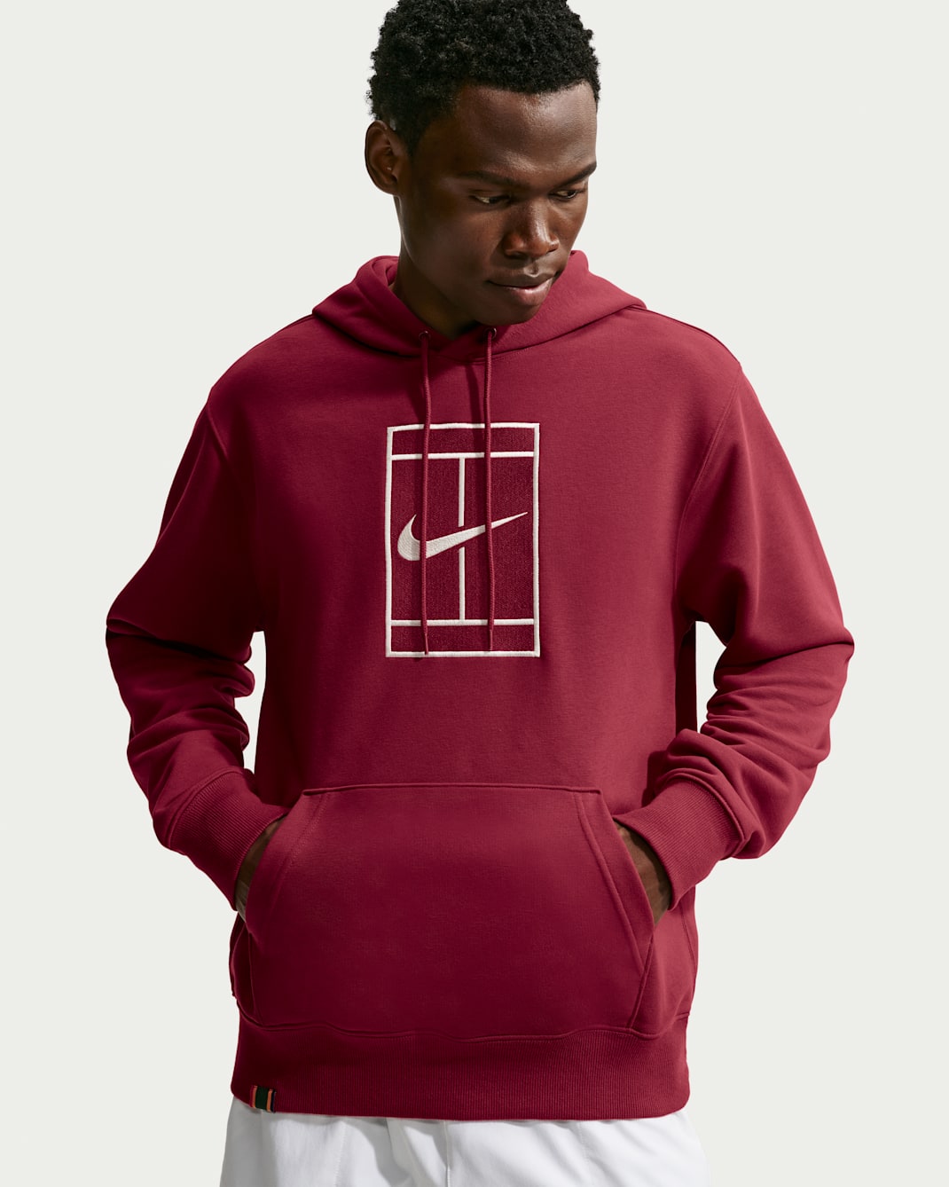 NikeCourt Slam Men's Dri-FIT Fleece Tennis Hoodie - Team Red/Pale Ivory
