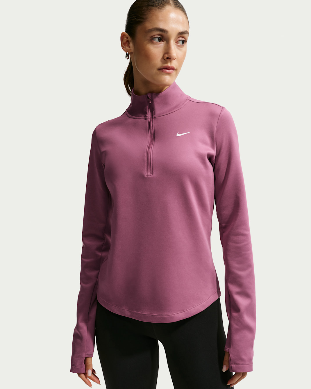 Prenda intermedia Therma-FIT de medio cierre para mujer Nike One - Rosa humo/Blanco