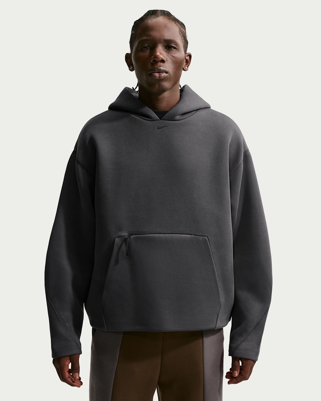 Sweat à capuche homme en tissu Fleece Nike Tech - Anthracite/Noir