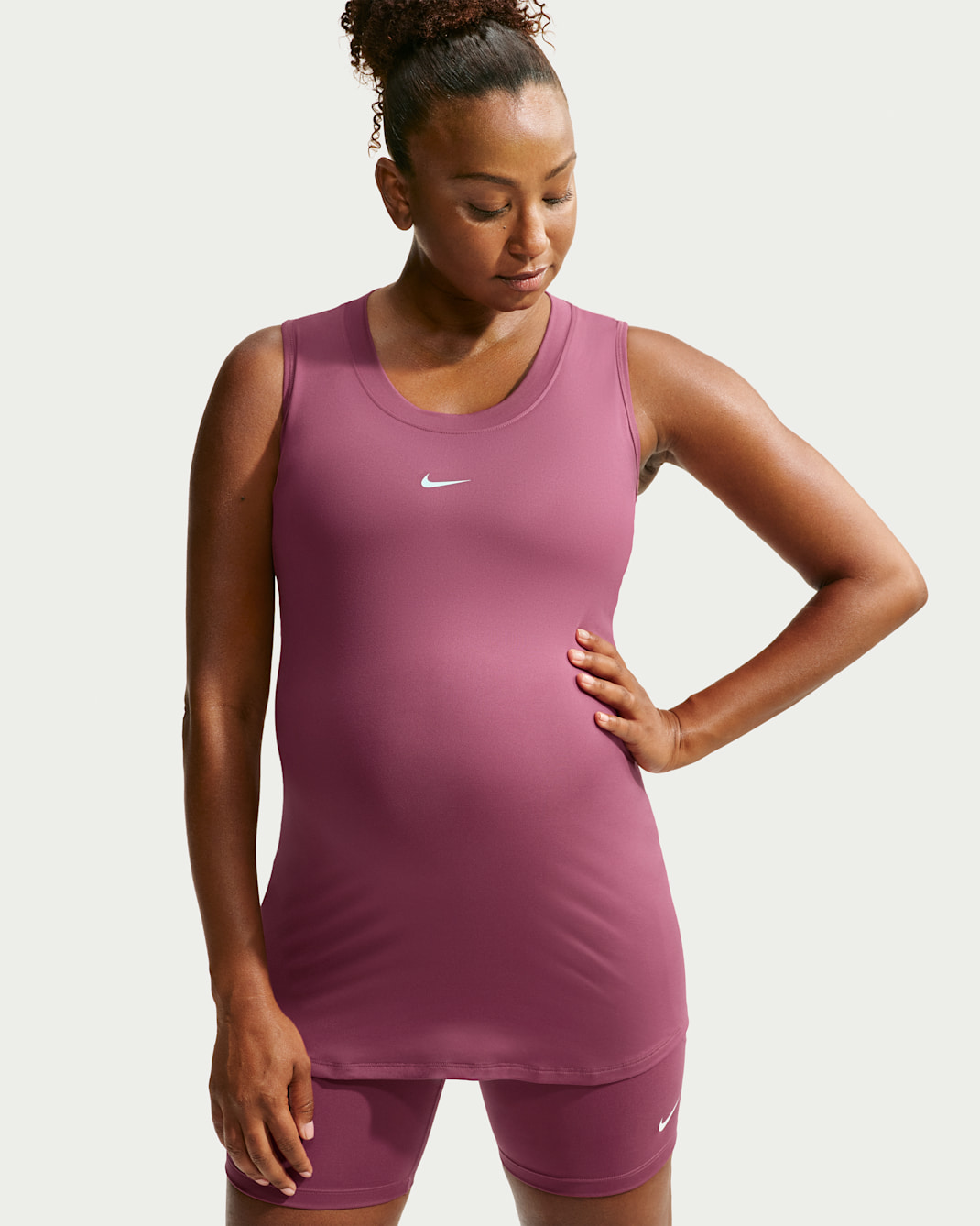 Nike (M) One Women's Dri-FIT Slim-Fit Tank Top (Maternity) - Pink Smoke/White