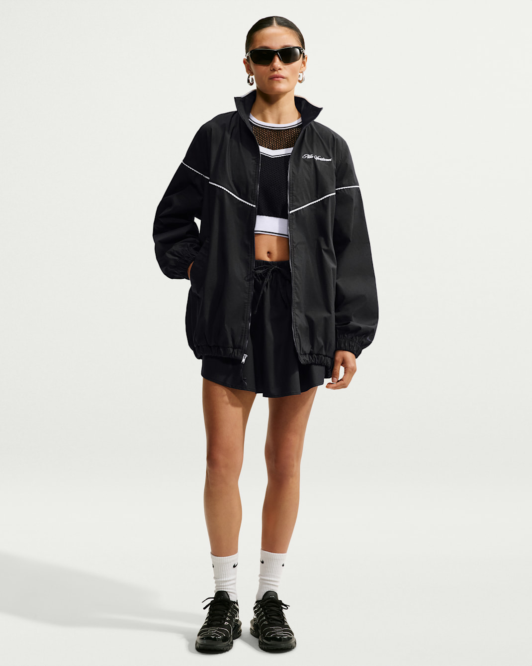 Nike Sportswear Women's Oversized Scalloped-Trim Poplin Track Jacket
