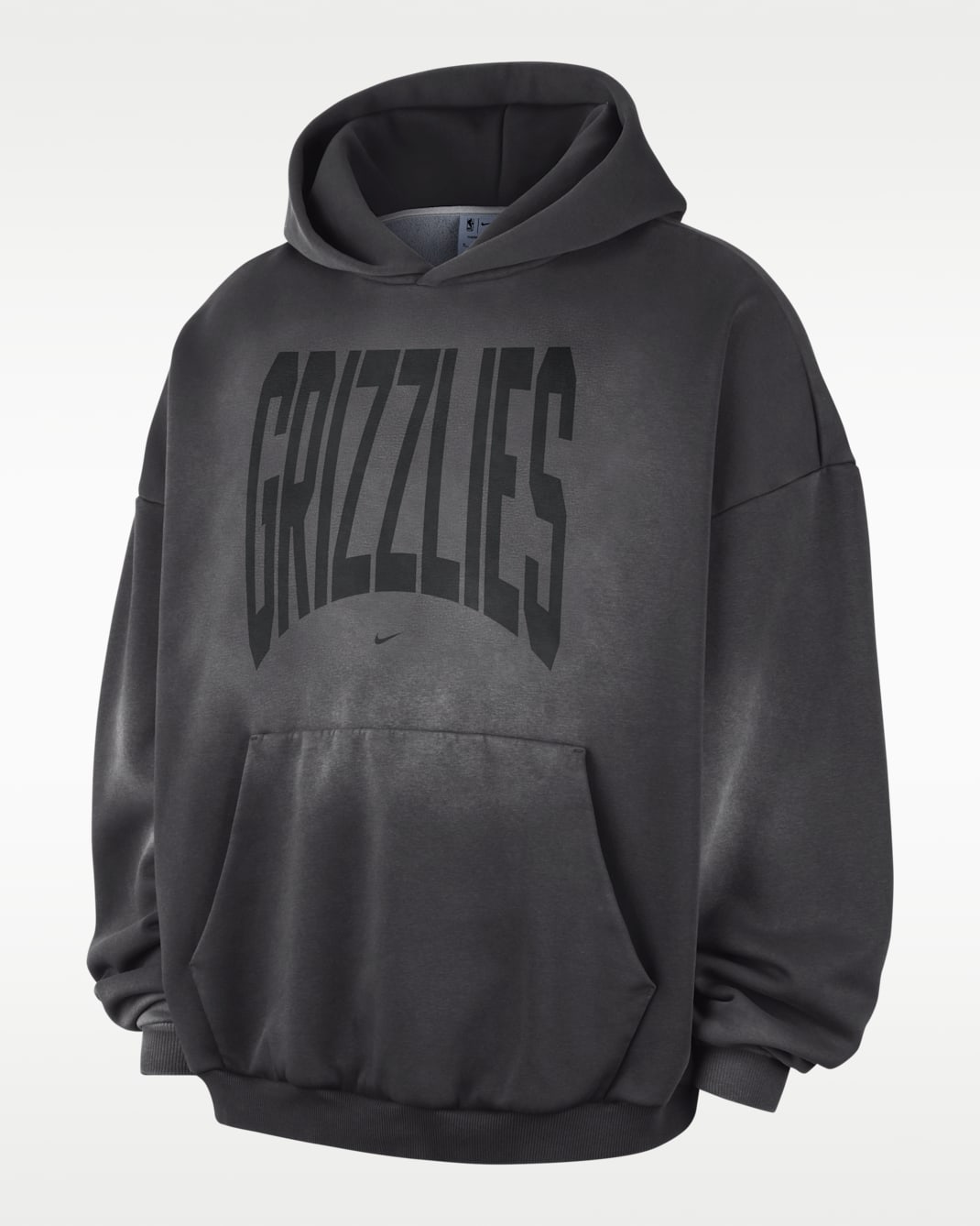 Memphis Grizzlies Standard Issue Men's Therma-FIT Fleece Basketball Pullover Hoodie - Dark Charcoal/White