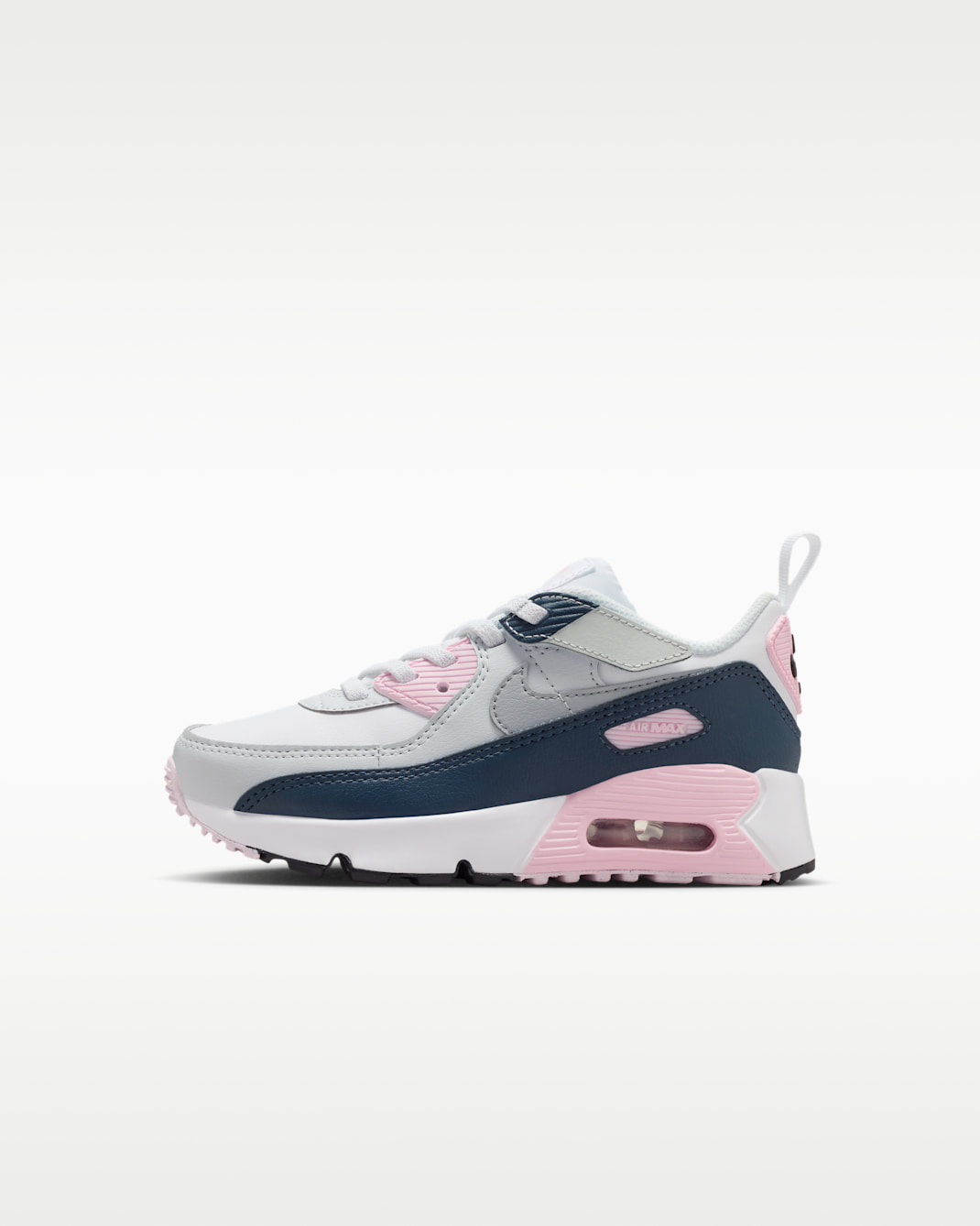 Nike Air Max 90 EasyOn Little Kids' Shoes - White/Pink Foam/Armory Navy/Wolf Grey
