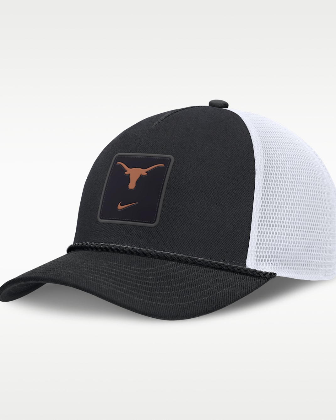 Gorra de rejilla universitaria ajustable Nike para hombre Texas Sideline Gameday Rope - Negro/Blanco
